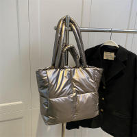 Bolso de mano de algodón acolchado para mujer, bolso de hombro de gran capacidad, de moda, de diseñador, - details 4