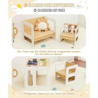 1 Taburete, Juego de Asientos Infantiles 3 en 1 y Banco Convertible en Mesa, Muebles Infantiles (Natural, L) - details 3