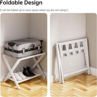 Maletas, Portaequipajes Bambú con 5 correas, Reposa Maletas para Hogar Hotel, Soporta hasta 60kg (2, Natural) - details 10