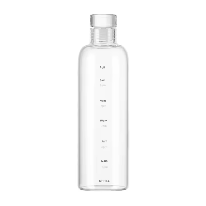 Botella de vidrio transparente para exteriores S, botella de agua de 500 ml/750 ml con marcador de tiempo - 1