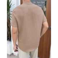Temu Shein Cárdigan suelto para hombre Camisa de manga corta informal de color sólido - details 2