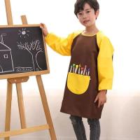 Bata de manga larga de dibujos animados para niños, babero para niños, delantal de pintura artesanal, babero para alimentación de bebé para estudiantes - details 0