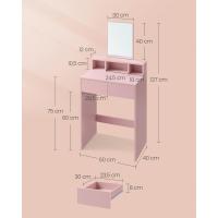 Mesa de Maquillaje con Espejo Grande, Gabinete con 2 Cajones y 3 Compartimentos, Estilo Moderno, Blanco - details 29