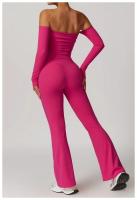 Traje de Yoga para gimnasio para mujer, conjunto deportivo ajustado transpirable, pantalones acampanados de entrenamiento, Camiseta deportiva de realce, conjunto de Yoga de manga larga, 2 uds. - details 24