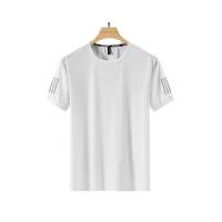 Camiseta de manga corta de malla de seda de hielo para hombre, camiseta de cuello redondo de color sólido, ropa deportiva de velocidad diaria, sensación de hielo Simple - details 1