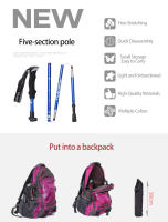 Bastón de Trekking plegable portátil para exteriores, bastón de senderismo para acampar de 5 secciones, telescópico nórdico para ancianos - details 3