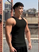 Chaleco elástico a rayas para hombre, camiseta sin mangas de gran tamaño con cuello redondo, camiseta sin mangas para gimnasio, deportes, fitness, correr, entrenamiento, culturismo - details 1