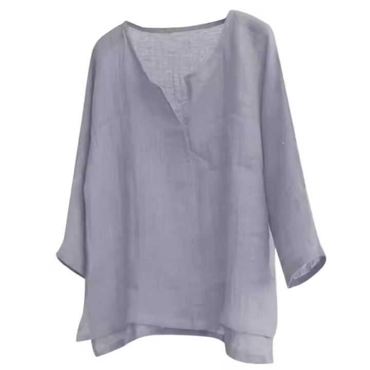Nueva camisa holgada informal de manga larga de Color sólido de verano y primavera para hombre, Tops con cuello en V, talla S-3XL - 1