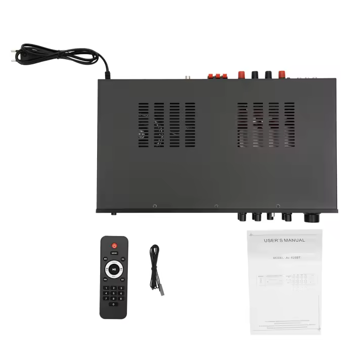 AMPLIFICADOR ESTÉREO Digital de alta fidelidad con Bluetooth, grupo de amplificadores de 5 canales con control remoto, 600W, FM AM incorporado - 1