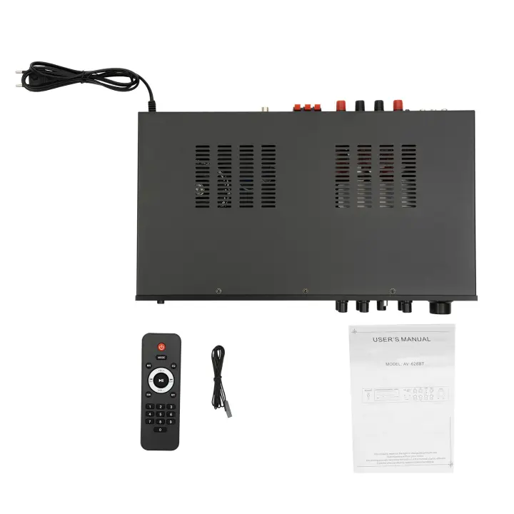AMPLIFICADOR ESTÉREO Digital de alta fidelidad con Bluetooth, grupo de amplificadores de 5 canales con control remoto, 600W, FM AM incorporado - 1