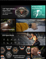 Reloj inteligente militar LIGE para hombre, Batería grande de 760mAh, linterna LED, brújula, pantalla HD de 1,8 ", frecuencia cardíaca, resistente al agua, llamada BT, reloj inteligente - details 1