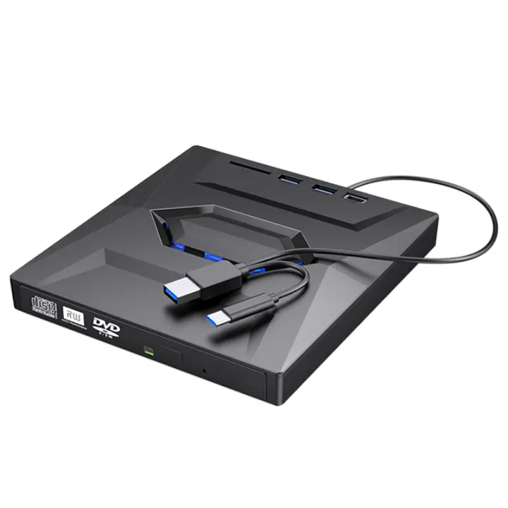 Grabador de CD DVD externo, reproductor de CD y DVD tipo C/USB 3,0, unidad externa de CD para PC y portátil 11/10/8/7 - 1