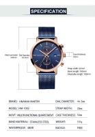 Reloj deportivo de acero inoxidable para hombre de lujo premium, 44,5 mm, multifuncional, moda, oro, negro, negocios, 3 bar, resistente al agua, reloj de pulsera de cuarzo para hombre - details 13