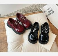 Zapatos de princesa con lazo amoroso para niñas, calzado de baile de actuación para fiesta, de cuero, con punta redonda y suela suave, color negro, novedad de 2024 - details 2