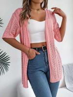 Cárdigan de punto elegante para mujer, a prueba de sol, camisetas huecas de manga corta para primavera y verano - details 13