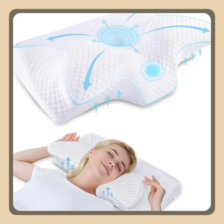 Almohada Cervical de Espuma Viscoelastica, Almohada Ortopedica para Soporte de Cuello, Almohadas Ergonómico para Dormir de Lado y Boca Arriba - 1