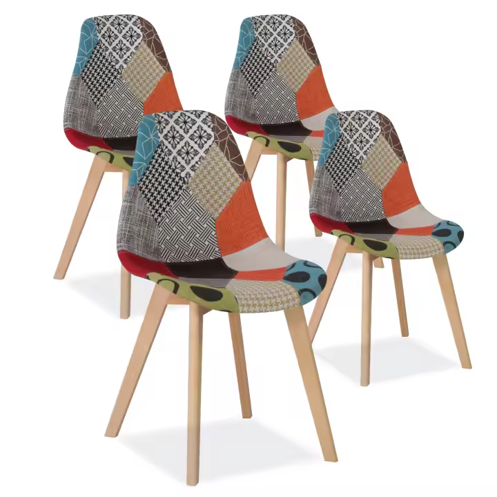 Sillas de retales de estilo nórdico para el hogar, silla de comedor de estilo minimalista moderno, con respaldo, para ordenador, muebles de aprendizaje, 4 piezas - 1