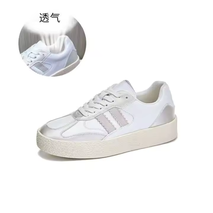Zapatos para caminar tenis de suela gruesa cómodos de cuero sintético informales con cordones - 1