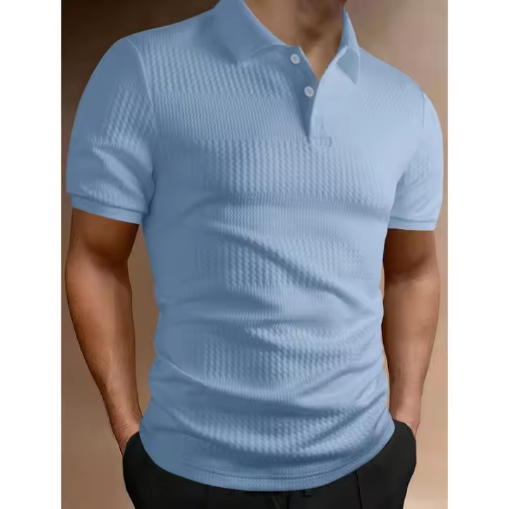 Temu Shein Camiseta para hombre Camisa con cuello Verano Color sólido Manga corta - 1
