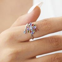 Anillo giratorio de flor de molino de viento con copos de nieve de circonio de cristal a la moda para mujeres y niñas, joyería para fiesta, regalo antiestrés - details 27