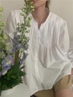 Blusa de verano para mujer, camisa de primavera, blusa para mujer, Blusas largas de gasa, informales, elegantes, Vintage, de manga larga, holgada de gran tamaño, blanca - details 33