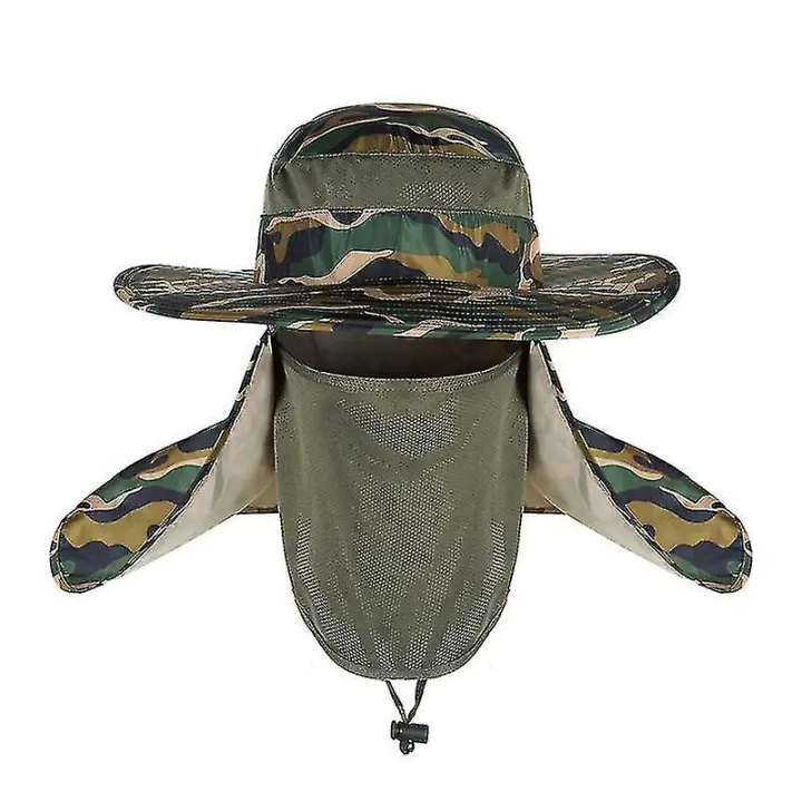 Sombrero para el sol único con cabeza grande alrededor de gorra de pescador de color camuflaje ultravioleta al aire libre - 1