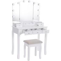 Mesa de Vestir Plegable con Espejo Blanco, 10 Bombillas LED, 5 Cajones, 2 Separadores, Organizador Móvil para Manualidades - details 8