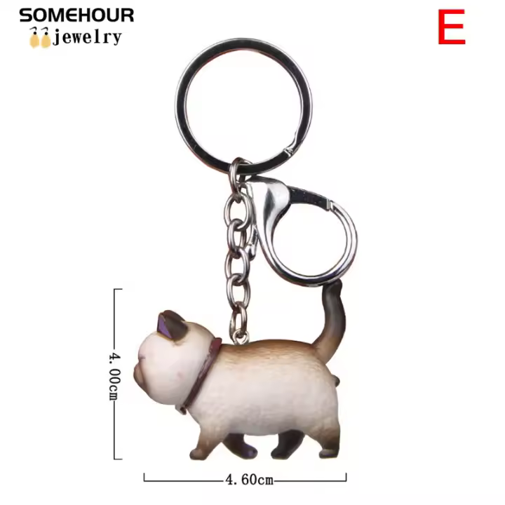 Llavero con colgante de gato para mujer y niño, joyería creativa, accesorios para regalos, bolso de coche - 1