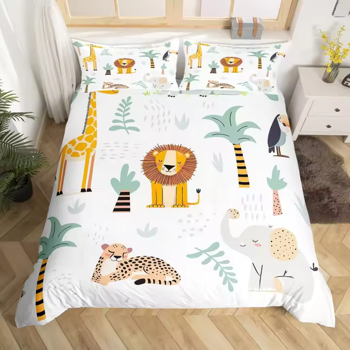 Cubierta de Edredón de Poliéster con Diseño de Animal de Estadero para Niños - 1