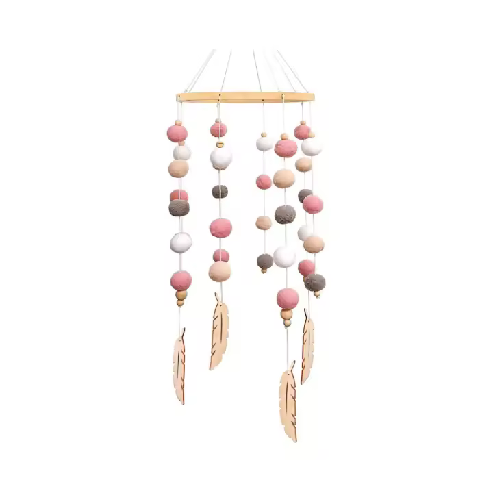 Campanilla de cuna móvil de fieltro, campana de cuna colgante, adorno de madera de regalo para bebé niña o niño- morado - 1
