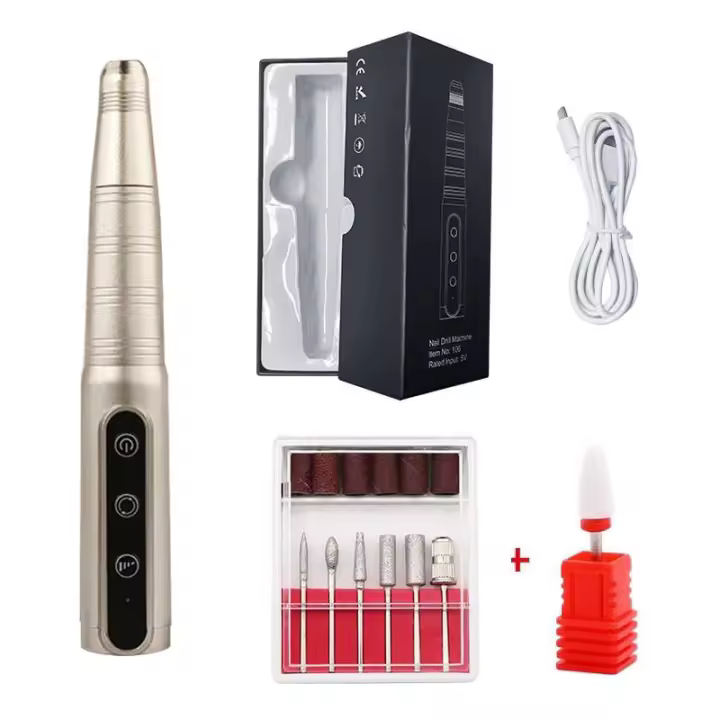 Kit profesional de taladro de uñas inalámbrico: lima portátil para uñas de gel acrílico, lima eléctrica compacta con 7 puntas, 3 velocidades, batería de 8 horas, bajo ruido y control de calor ‌ - 1