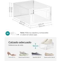 Cajas de Zapatos de Plástico Juego de 18 Organizadores Plegable, Apilable, Transparente, Blanco - details 4
