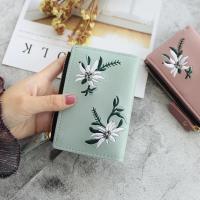 Cartera corta coreana para estudiantes, billetera de cuero PU con cremallera, flores bordadas, Mini bolso para mujer - details 7