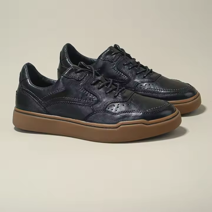 Cuero genuino de alta gama, cabeza de res pura, capa de cuero de vaca, zapatos casuales transpirables de suela blanda. - 1