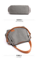 Bolso de hombro de mujer de lona cruzado de gran capacidad para estudiante literario simple - details 20