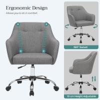 Silla de estudio, giratoria, altura ajustable, carga de 110 kg, marco de acero, tela de algodón-lino transpirable, para estudio, dormitorio, marrón OBG019K01 - details 52