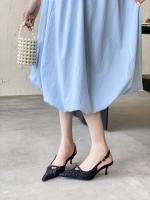 Bolsa de alta costura francesa sandalias de cabeza feminidad socialite encaje puntiagudo tacón fino con zapatillas geniales de tacón alto - details 11