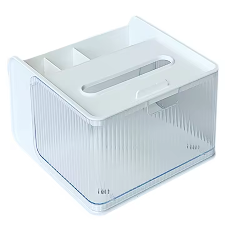 Caja de pañuelos multifuncional para sala de estar, caja de papel de escritorio, estante de almacenamiento para teléfono móvil, caja de baño blanca - 1