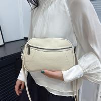 Bolso Cruzado de Cuero Genuino para Mujer Color Sólido, Mini Bolso de Hombro a la Moda con Doble Cremallera, Correa Desmontable, Forro de Poliéster - details 6