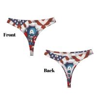Ropa interior linda personalizada de las bragas del estiramiento de la comodidad de las mujeres de las tangas de la tanga del escudo de Capitán América - details 3