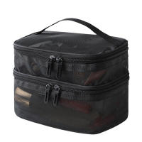 Bolsa De Maquillaje De Malla Grande Capacidad Doble Capa Transparente Con Cierre De Cremallera Para Viajes Y Almacenamiento De Cosméticos - details 8
