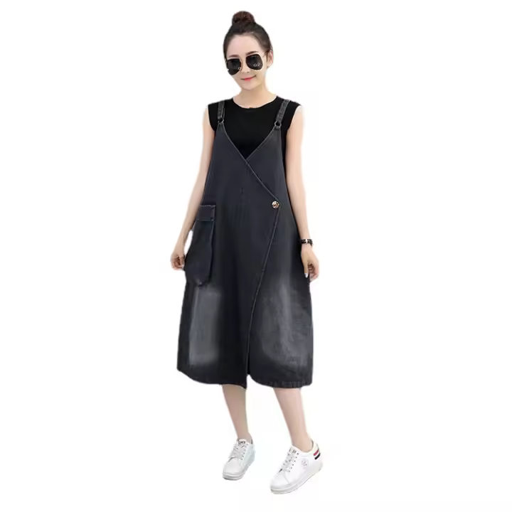 Vestido de mezclilla para mujer Vestido de mezclilla con correa ajustable - 1