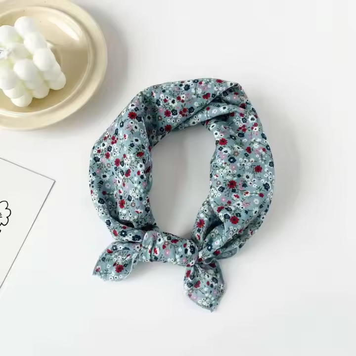 Pañuelo floral con doble estampado logo, pañuelo de algodón Paisley, pañuelo cuadrado - 1