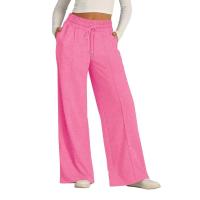 Pantalones deportivos de pierna ancha y cintura alta para mujer, pantalones de yoga casuales, jogger de cintura baja, estilo casual, algodón, hasta el tobillo - details 13