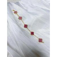 Delicadas pulseras de trébol de cuatro hojas en oro de 14 quilates para mujer, joyería de flores de la suerte - details 0