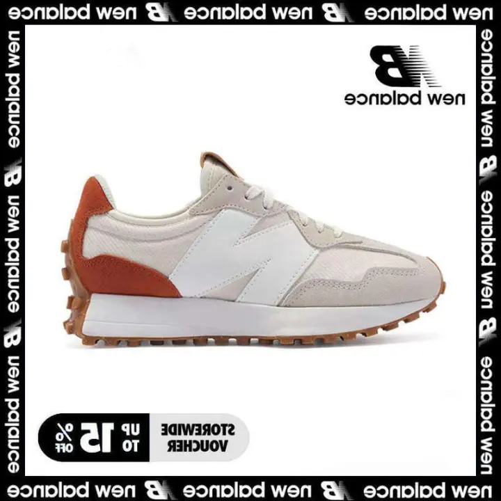 LETEN 【 tienda insignia】 NB 327 Pegatinas de pared deportivas informales blancas y naranjas para hombres y mujeres - 1