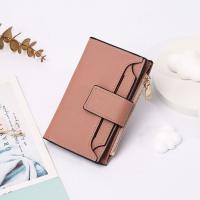 Cartera de cuero PU multifuncional portátil, cartera corta con cremallera de estilo coreano, monedero, tarjetero plegable de Color caramelo para uso diario - details 8