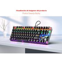 Teclado mecánico metálico 87 teclas 104 teclas eje verde luminoso eje negro accesorios informáticos juego de bloques de color - details 17