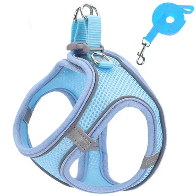 Arnés para gatos, conjunto de arneses y correas reflectantes para mascotas, arnés ajustable para gatos, perros pequeños, Pug, Chihuahua, accesorios para gatos - 1