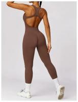Traje de Yoga sin Costuras Bodysuit de Exercicio Adelgazante Material de Nylon Patrón Sólido - details 13